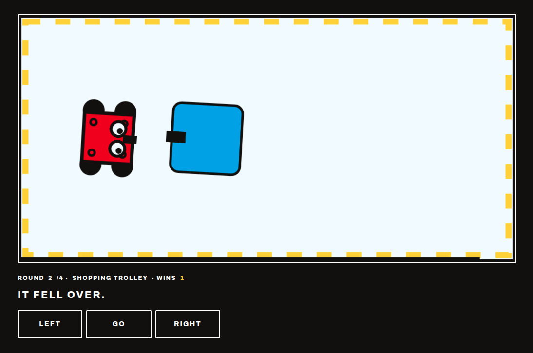 The Heboi Rumble part picker: chassis, drive and gimmick cards to choose from
